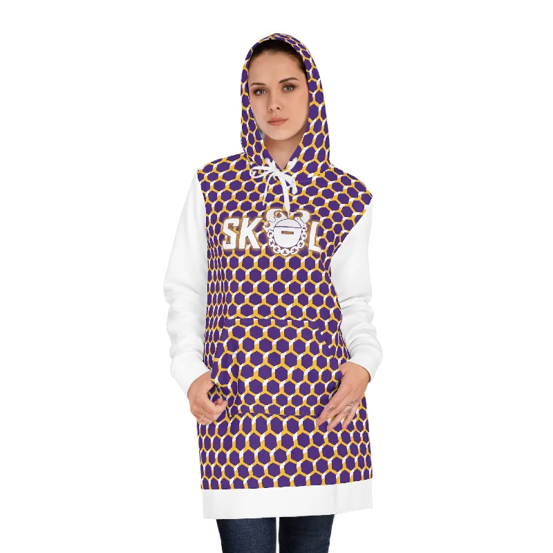 Hoodie Dress - Purple/Gold Hex - The OriginalLeather-Paneled Sweatshirts