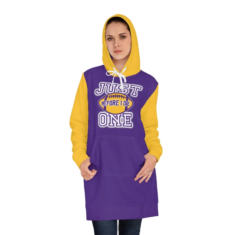 Hoodie Dress - Purple/Gold - Just ONEDistressed Hoodies