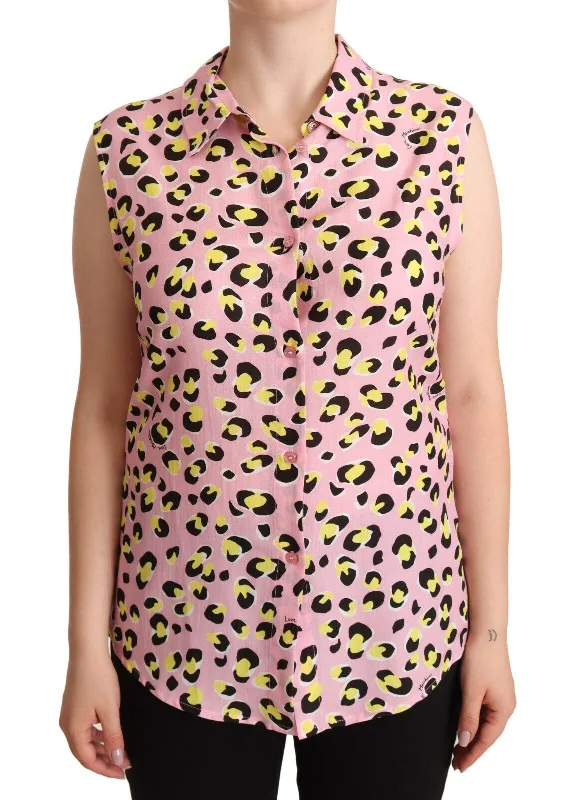 Women’s polo shirtLove Moschino Sleeveless Leopard Print Polo Top