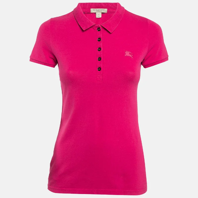 Solid polo shirtBurberry Brit Fuchsia Pink Polo T-Shirt