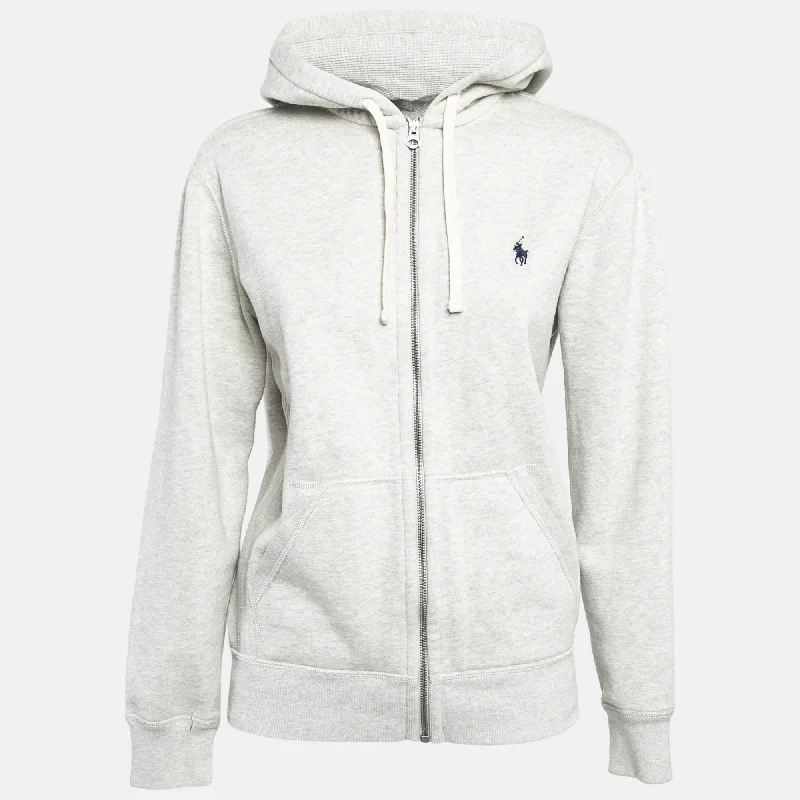 Band collar polo shirtPolo Ralph Lauren Grey Cotton Knit Zip-Up Hoodie